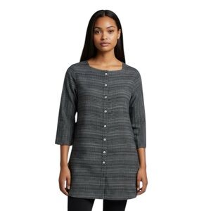 Eileen Fisher Linen Tunic Women XXS - Collarless Button Pockets 35” Chest